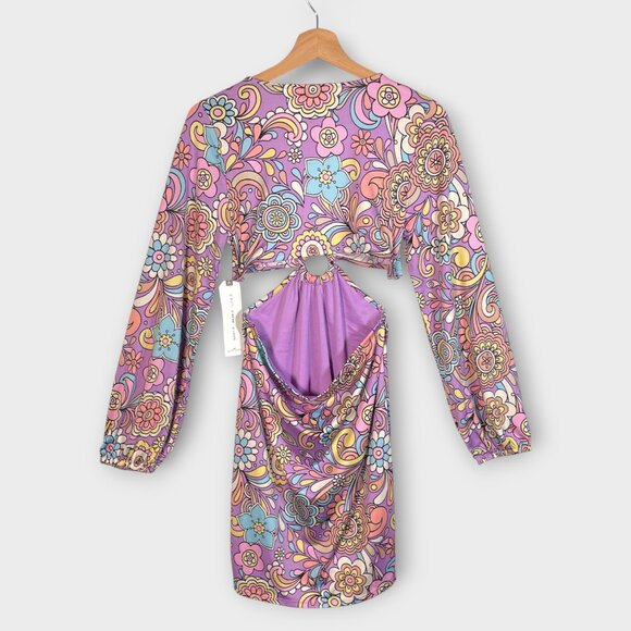 Almost Famous Cut Out Dress LARGE Pastel Purple Party 70's NEW - Picture 7 of 12